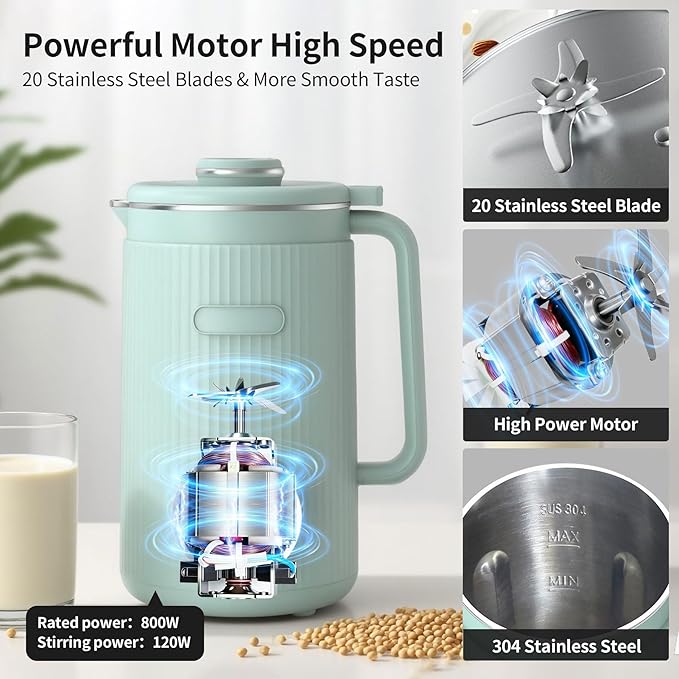 VBGK 8 in 1 Nut Milk Maker Blender With 20 Bladers40oz Soy Almond Oat Coconut Plant Based and Non Dairy Beverages Automatic Soybean Machine With Delay Start/Keep Warm/Boil Water/Auto-clean.
