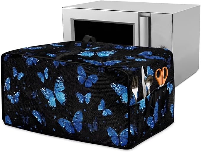Toaster Oven Cover with Pockets Can Hold Jam Spreader Knife &amp Toast Machine Tongs Dust Fingerprint Protection Covers Keep Your Toaster Oven Pristine Bule Butterfly Print