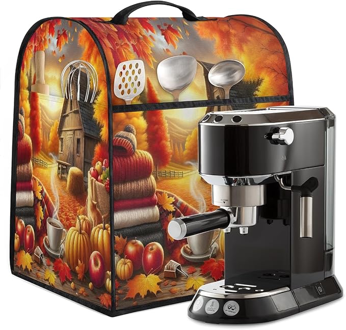 cfpolar Kitchen Aid Mixer Cover Compatible with 6-8 Quarts Fall Pumpkin Farm Coffee Stand Mixer Cover Kitchen Aid Mixers Accessories Appliance Organizer Bag Dust Covers with Zipper Pocket