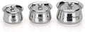 Sumeet Stainless Steel Handcrafted Hammered Texture Handi Set with Lid for Kitchen Set of 3 460ml 650ml &amp 950ml Silver