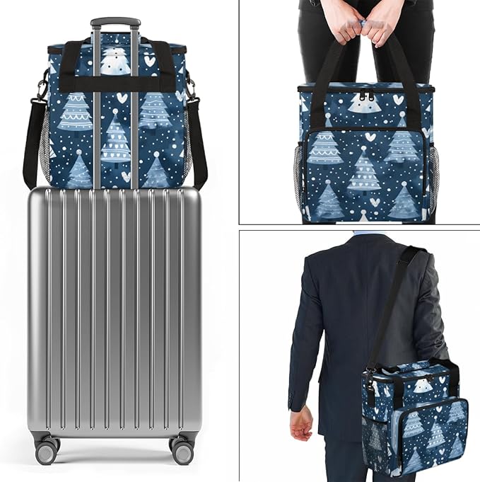 Dreamy Tree Christmas Coffee Maker Carrying Bag Portable Travel Storage Tote Bag Compatible with K-Mini or K-Mini Plus Single Serve Coffee Brewer Carrying Case with Multiple Pockets &amp Shoulder S