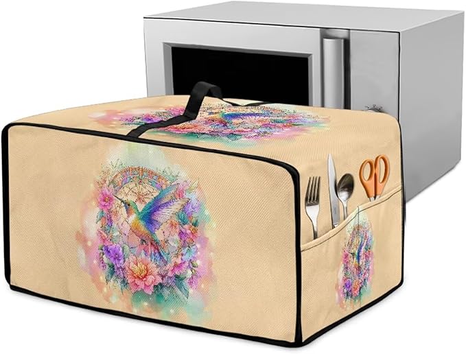 Toaster Cover Sea Turtle Hummingbird Flower Printed Bread Maker Machine Covers Heavy Duty Microwave Toaster Oven Dust Cover for Kitchen Counter Kitchen Small Appliance Cover L