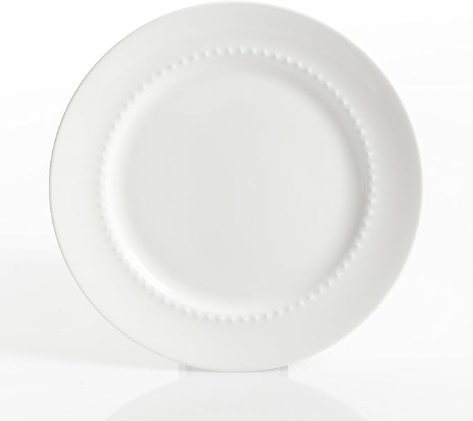 Gibson Elite Embossed Bone China 16-Piece Double Bowl Dinnerware Set Service for 4 – White Elegant Plates and Bowls