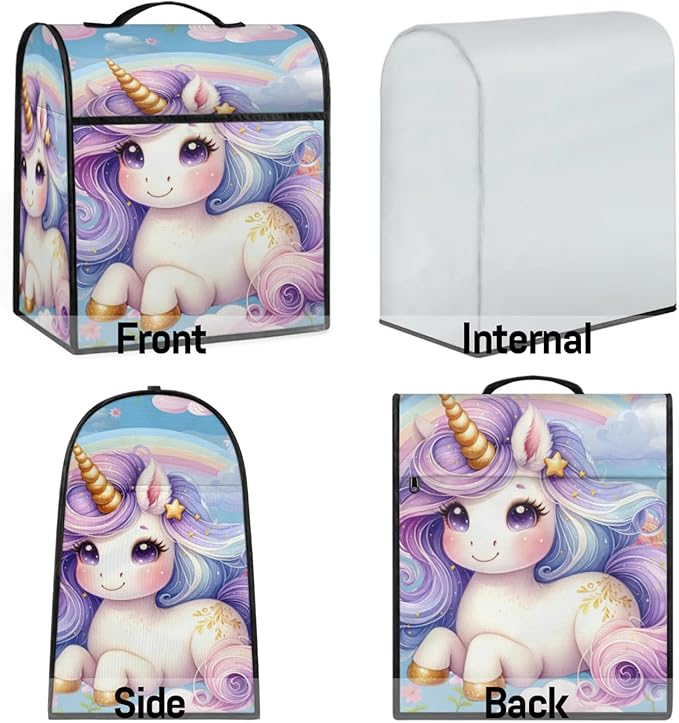cfpolar Kitchen Aid Mixer Cover Compatible with 6-8 Quarts Unicorn Purple Rainbow Stand Mixer Cover Kitchen Aid Mixers Accessories Appliance Organizer Bag Dust Covers with Zipper Pocket