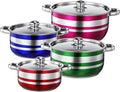 4pcs Stainless Steel Cooking Pot Set with Lids and Heat-resistant Handles Non-stick Induction Compatible Kitchen Cookware for Gas Stove and Electric Range Pots for Home and