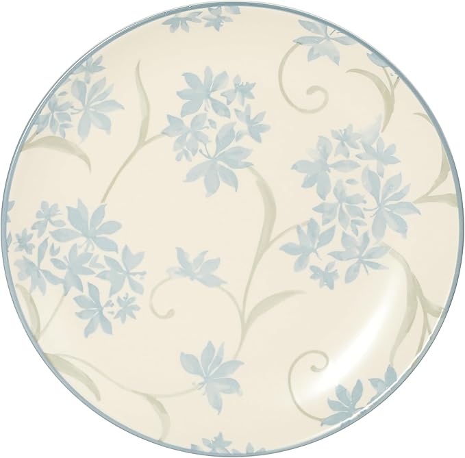 Gibson Home Admiral Hall 12-Piece Matte Stoneware Dinnerware Set – Dinner Plates Salad Plates &amp Bowls with Blue Floral Pattern Durable Everyday Dish Set Microwave &amp Dishwasher Safe