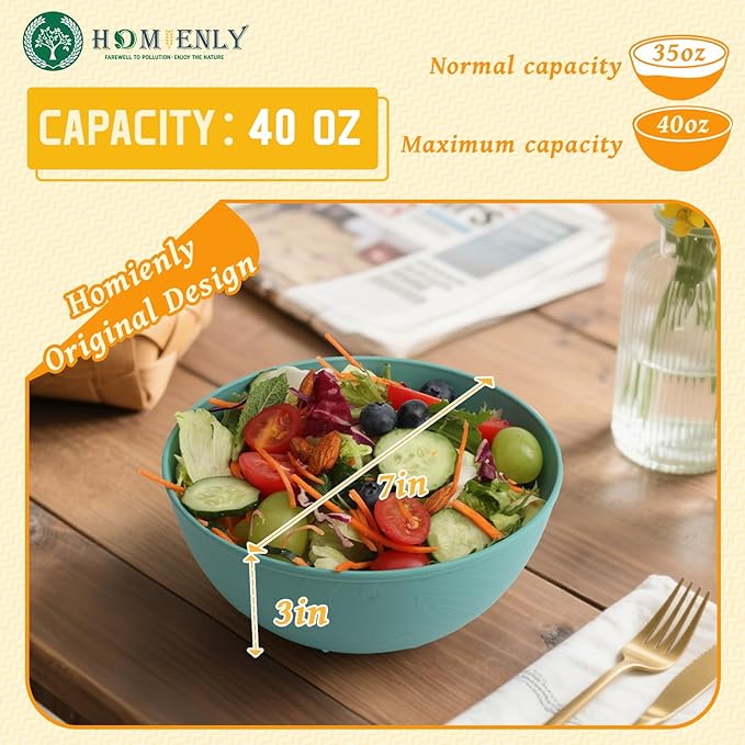 Homienly 20 PCS Premium Wheat Straw Dinnerware Sets Reusable Cups Plates and Bowls Sets for Kitchen Lightweight and Unbreakable Dishwasher and Microwave Safe Dishes Set - Multi