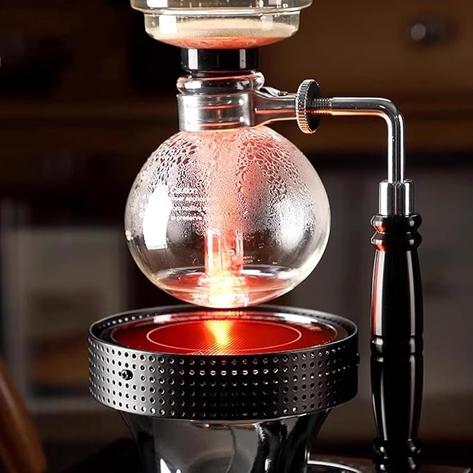 Siphon Coffee Maker with Halogen Lamp Heater Vacuum Coffee Pot Coffee Brewer Pot Adjustment Temperature Office Coffee Maker 3 People Capacity