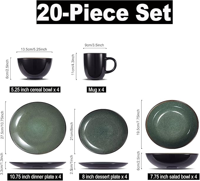 Dinnerware Set Dinnerware Sets 20 Piece Porcelain Dishes Dinner Set Round Ceramics Plates And Bowls Sets For Kitchen Dinner Plate