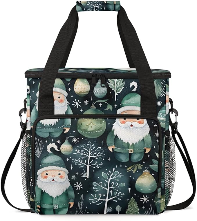 Colorful Santa Claus Coffee Maker Carrying Bag Abstract Santa Claus Travel Storage Bag Compatible with K-Mini or K-Mini Plus Single Serve Coffee Brewer Carrying Case with Pockets &amp Shoulder Stra