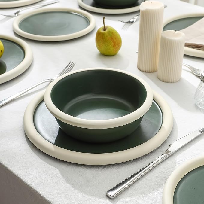 Stone Lain Capri 24-Piece Dinnerware Set Stoneware Green
