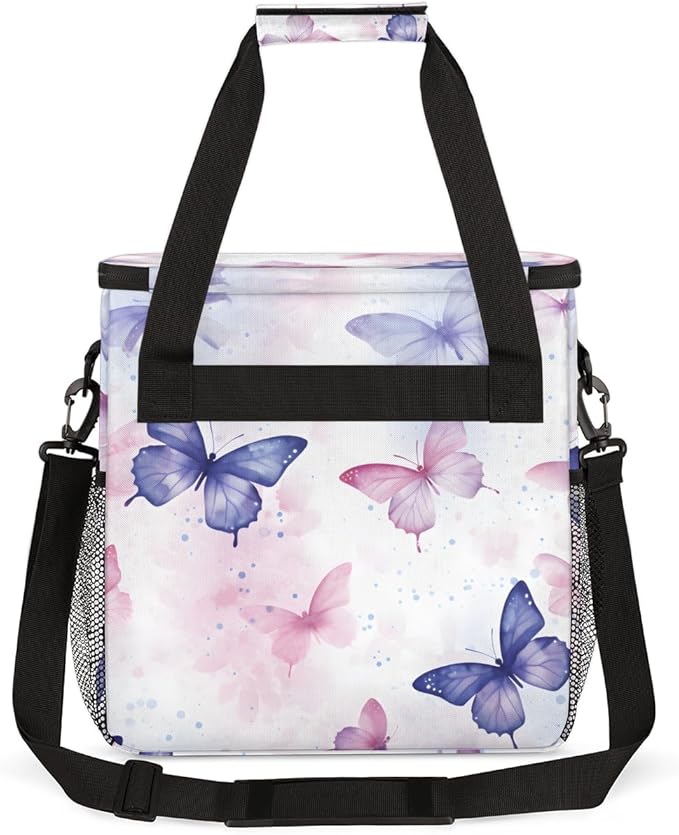 Abstract Butterfly Coffee Maker Carrying Bag Retro Butterfly Travel Storage Bag Compatible with K-Mini or K-Mini Plus Single Serve Coffee Brewer Carrying Case with Multiple Pockets &amp Shoulder St