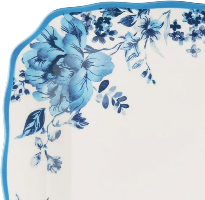 Delilah 12-Piece Blue Floral Stoneware Dinnerware Set