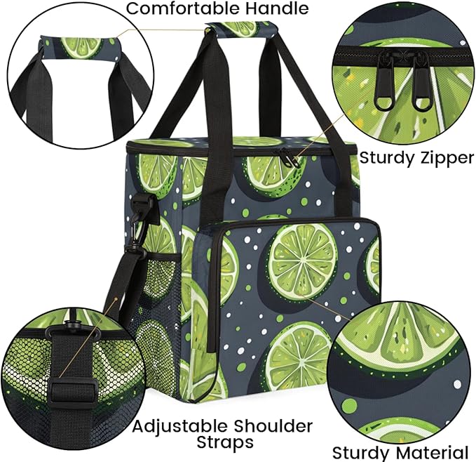 Lemon Slices Dots Coffee Maker Travel Bag for Keurig K-Mini/K-Mini Plus Insulated Waterproof Tote with Pockets for K-Cup Portable Single-Serve Brewer Case