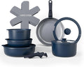 Country Kitchen Cookware Set with Removable Handle Oven &amp RV Safe Pots and Pans Set Denim Original