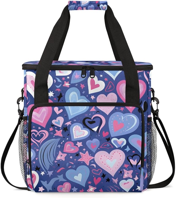 Purple Heart Coffee Maker Carrying Bag Portable Travel Storage Tote Bag Compatible with K-Mini or K-Mini Plus Single Serve Coffee Brewer Carrying Case with Multiple Pockets &amp Shoulder Strap