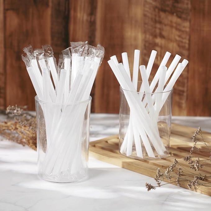 Karat 9 Boba Straws(10mm Diameter) Poly-Wrapped Assorted Solid Colors (White)