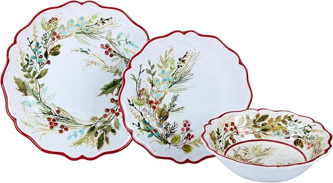 Certified International Christmas Gatherings 12 pc Melamine Dinnerware Set Service for 4