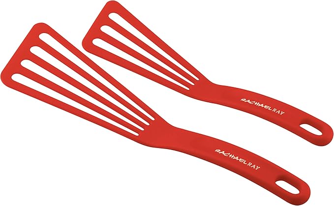 Rachael Ray - 87630 Rachael Ray Cucina Hard Anodized Nonstick Cookware Pots and Pans Set 12 Piece &amp KitchenTools and Gadgets Nylon Cooking Utensils / Spatula / Fish Turners - 2 Piece Red