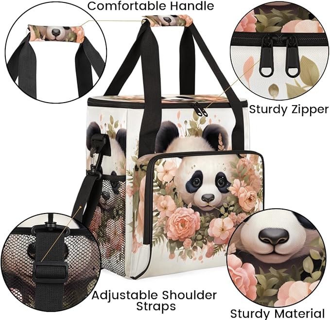Cute Panda Coffee Maker Carrying Bag Garland Portable Travel Storage Tote Bag Compatible with K-Mini or K-Mini Plus Single Serve Coffee Brewer Carrying Case with Multiple Pockets &amp Shoulder Stra