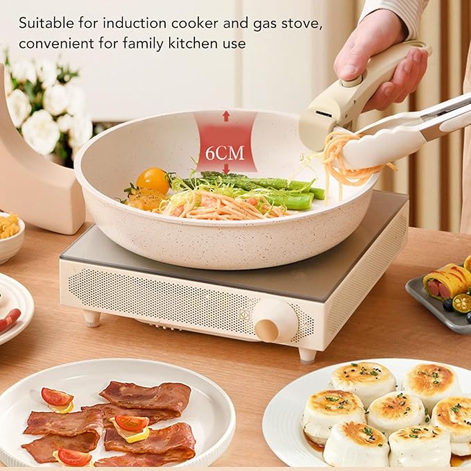 3PCS Frying Pan Set Detachable Handle Flat Bottom Pan Kitchen Cookware Sets Induction Cooker Gas Stove