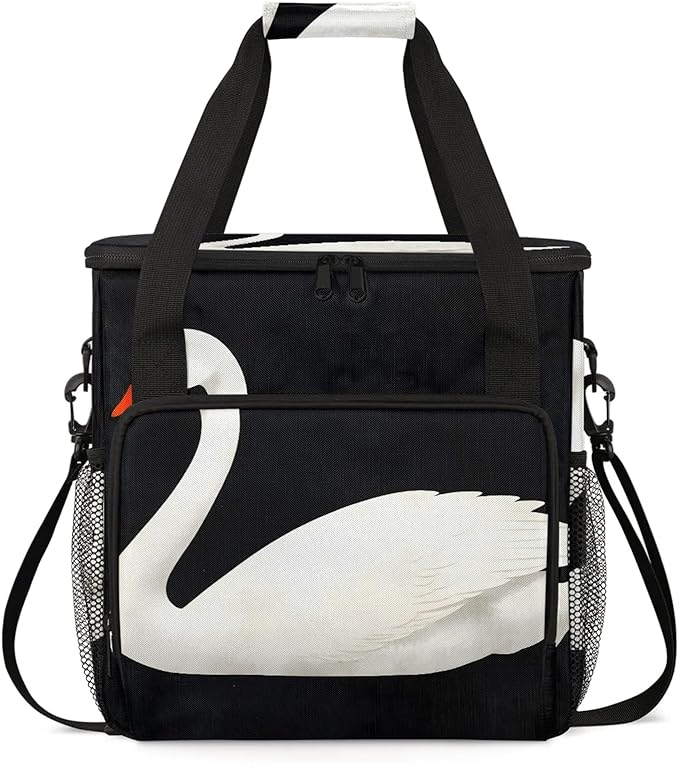 Swan Coffee Maker Travel Bag Cute Insulated Grocery Bag Travel Picnic Leakproof Cooler Bags With Shoulder Strap