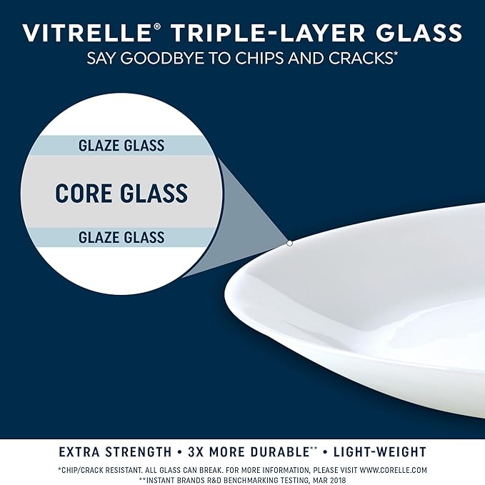Corelle Vitrelle 18 Piece Glass Dinnerware Sets Service for 6 Triple Layer Chip &amp Crack Resistant Glass Plate and Bowl Sets Knox