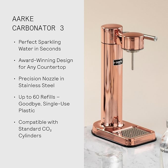 aarke - Carbonator III Premium Carbonator/Sparkling &amp Seltzer Water Maker with PET Bottle (Copper)