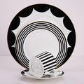European Style Dinnerware Set Service for 2 Bone China Dinnerware Sets Unbreakable Porcelain Dinner Sets Coffee Cup and Saucer Tableware Set Steak Dinner Plates Dish Set black and white-01