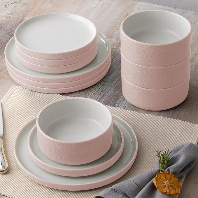 Noritake ColorTex Stone Blush 12-Piece Dinnerware Set Service for 4