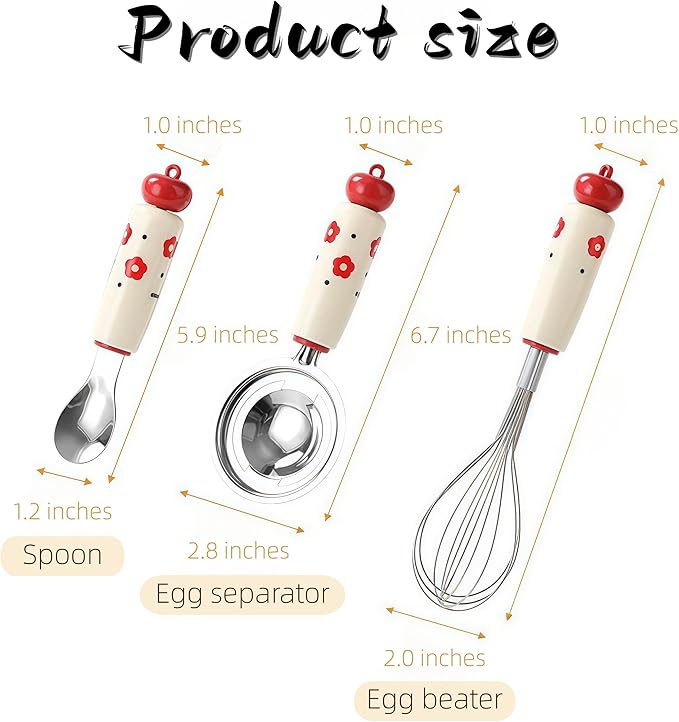 Stainless Steel Kitchen Utensil Set 5-Piece Cooking Tools with Whisk Potato Masher Slotted Spoon Egg Separator &amp Mixing Spoon – Durable PP Handle Essential Baking &amp Cooking Gadget Kit