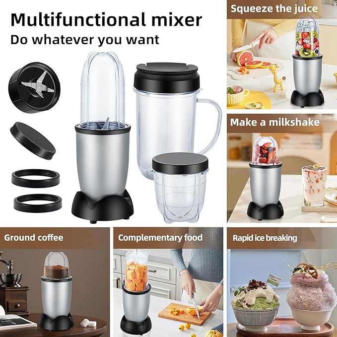 Panana Personal Drink Mixer Blender Portable Blender for-Smoothies 18 Oz Shakes Food Prep and Frozen Blending Includes Blending Blade Drink Lids and Extra 2 Cups