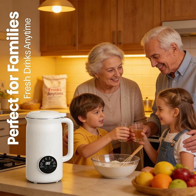 Juicer Nutripour - The 8-in-1 Multifunction Nut Milk Maker 42oz Blender Maker 140℉ Heating &amp 8h Keep Warm 12h Delay Boil Water &amp Self-Cleaning (1pcs)