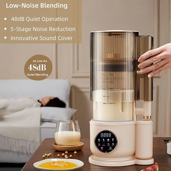 8-in-1 Automatic Soy Milk Maker 50.72oz Nut milk maker blender for Almond/Oat/Soy Milk Juice Milkshake Rice Paste glass blender with LED Display Auto Clean 24H Delay Start &amp 12H Keep Warm