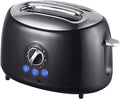 Cool Touch 2-Slice Extra Wide Slot Toaster with 7 Shade Settings Defrost and Bagel Functions – Black and Blue Retro Kitchen Toaster (Black)