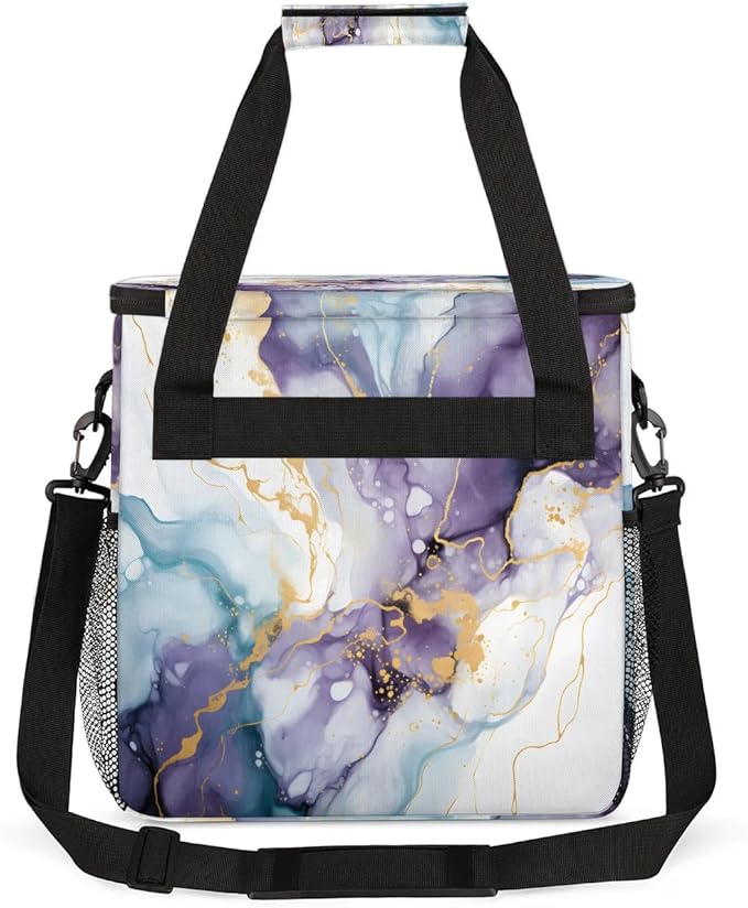 Beautiful Marble Themed Coffee Maker Carrying Bag Compatible with K-Mini or K-Mini Plus Portable Single Cup Coffee Maker Case with Pockets for K Cup Pods