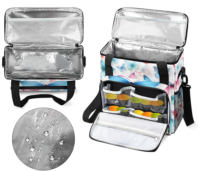 Colorful Butterfly Coffee Maker Carrying Bag Artistic Butterfly Travel Storage Bag Compatible with K-Mini or K-Mini Plus Single Serve Coffee Brewer Carrying Case with Pockets &amp Shoulder Strap