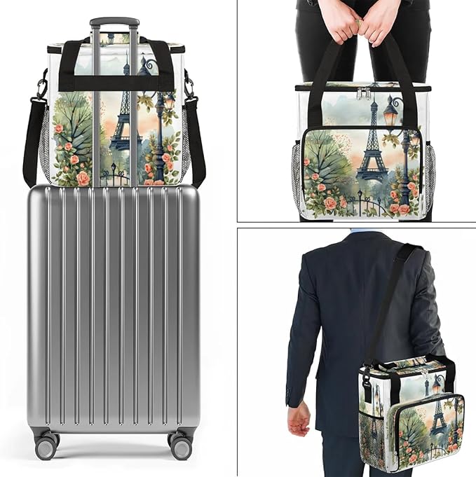 Watercolor Tower Rose Coffee Maker Carrying Bag Compatible with K-Mini or K-Mini Plus Portable Single Cup Coffee Maker Case with Pockets for K Cup Pods