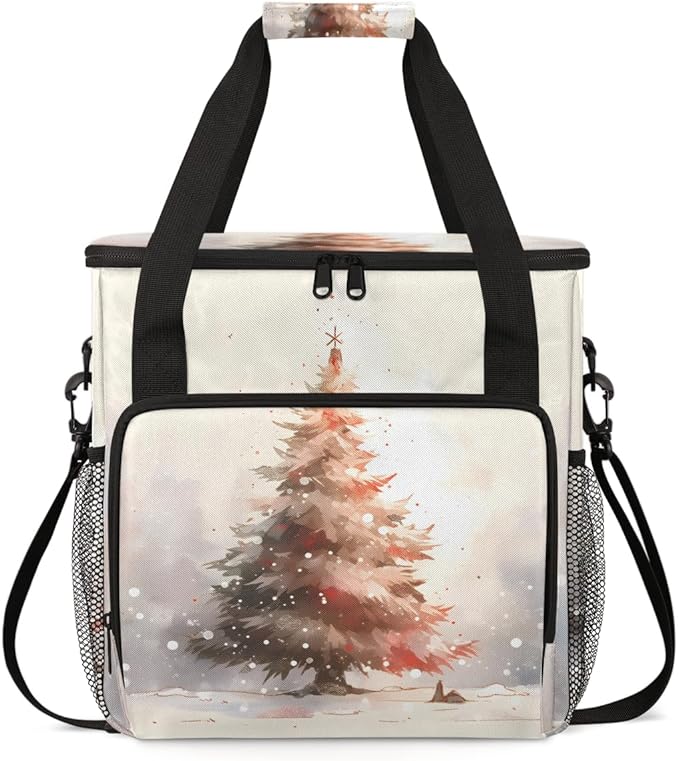 Xmas Tree Coffee Maker Carrying Bag Gothic Tree Portable Travel Storage Tote Bag Compatible with K-Mini or K-Mini Plus Single Serve Coffee Brewer Carrying Case with Multiple Pockets &amp Shoulder S