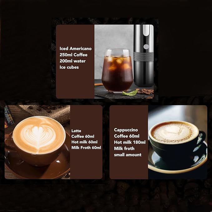 aqxreight Portable Capsule Coffee Maker with Rechargeable Battery and Heat 160ml Tank Pressure 15par Lightweight for Travel Office Home RV Park Trip Convenience