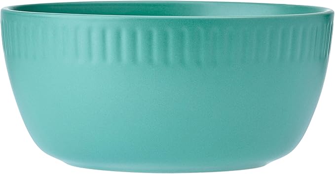 Darbie Angell Mod Teal 12 Piece Durable Stoneware Dinnerware Set Service for 4 Plate and Bowl Set with High Rims Modern Tableware