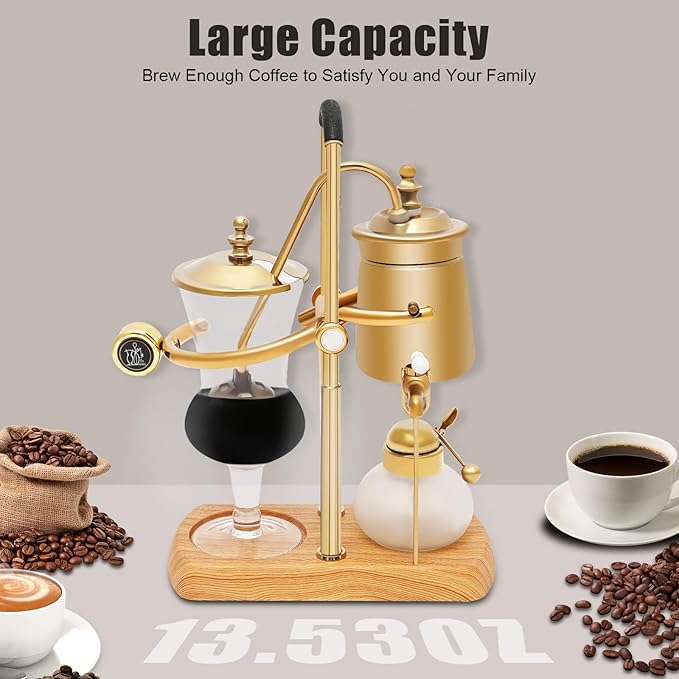 Coffee Make Coffee Maker Vacuum Brewing System Golden Siphon Coffee Maker – Vintage Balance Gravity Coffee Brewer Glass &amp Stainless Steel 400ml Capacity Gold Vintage Classic Retro Coffee Pot