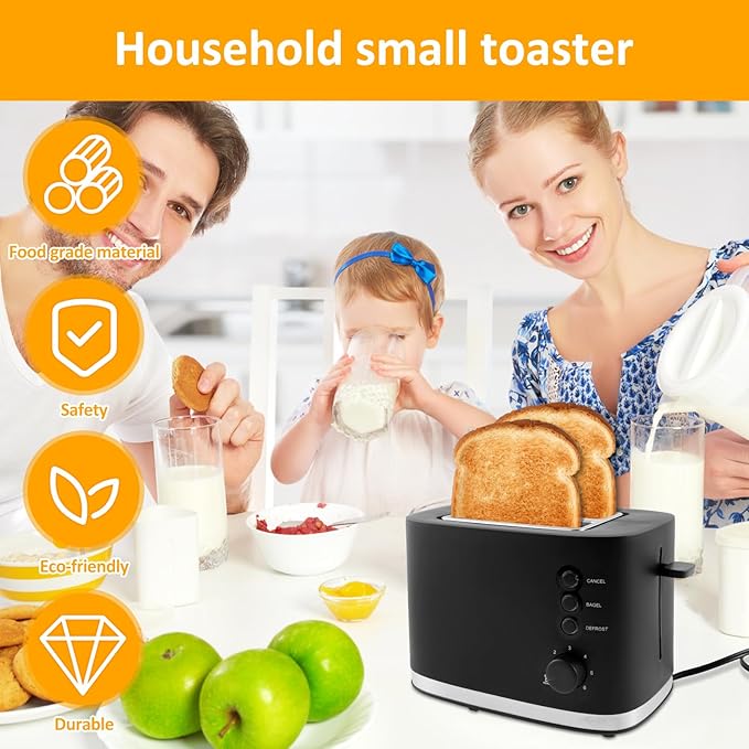 Slice Toaster Metal Toaster 2 Slice Toasters with Six-speed Baking Slice Toaster with Removable Crumb Tray for Home12