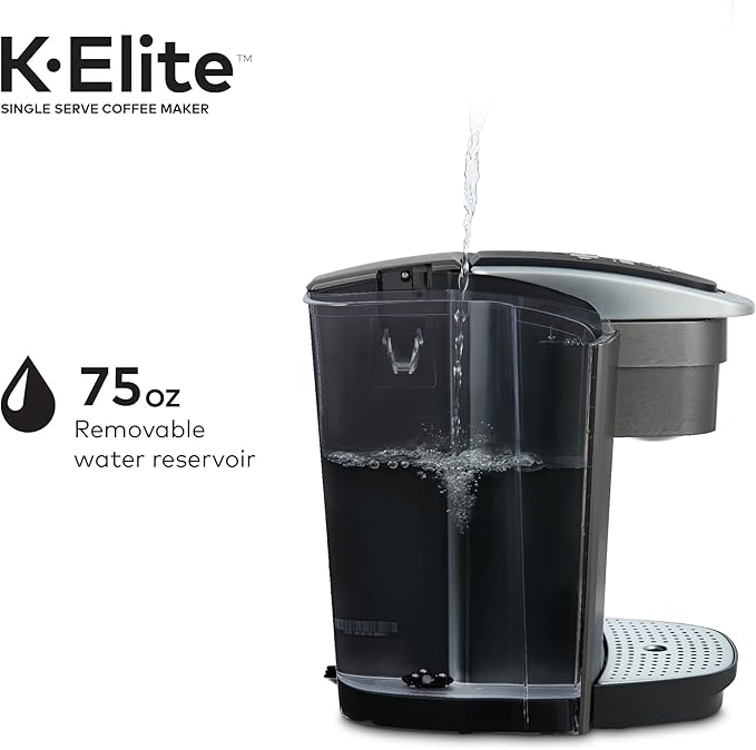 Keurig K-Elite Single Serve K-Cup Pod Coffee Maker with Strength and Temperature Control Iced Coffee Capability 8 to 12oz Brew Size Programmable Brushed Slate