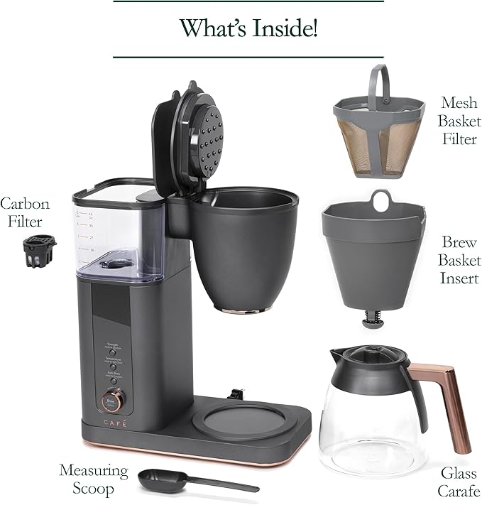 Café Specialty Drip Coffee Maker 10-Cup Glass Carafe WiFi Connected Smart Voice-to-Brew Includes Reusable Filter Basket &amp Grounds Scooper Barista-Quality Brew SCA Certified Matte Black
