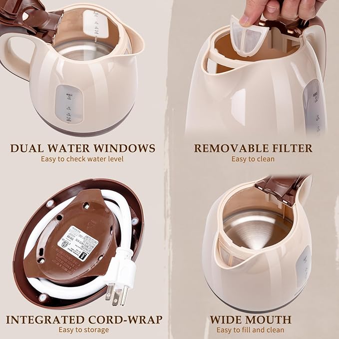 Aigostar Toaster 2 Slice Retro Extra-Wide Slot Toasters and Small Electric Kettle 1L Portable Electric Tea Kettle 1100W