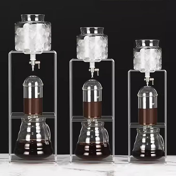 Cold Brew Drip Coffee Maker Ice Coffee Machine with Slow Drip Technology with Stainless Steel Filter and Acrylic Stand Adjustable Water Flow Makes 3-6 Cups for Coffee Lover Gift