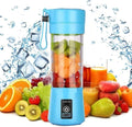 Portable Blender Smoothies Personal Blender Mini Shakes Juicer 380 ml Cup USB Rechargeable Cordless Shaker Bottle (Blue) 8x3 (Q2-6888)