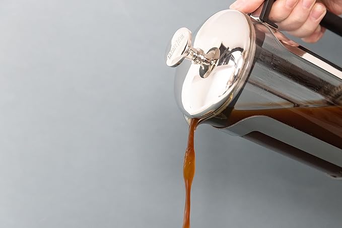La Cafetière Roma 8 Cup Cafetière Stainless Steel French Press Coffee Maker 850ml Heat Resistant Cafetière with Fine-Mesh Filter Ideal for Loose Tea and Ground Coffee Dishwasher Safe