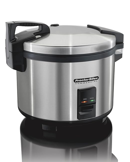 Proctor Silex Commercial 37560R Rice Cooker/Warmer 60 Cups Cooked Rice Capacity Nonstick Inner Pot Hinged Lid Stainless Steel Housing Conforms to NSF